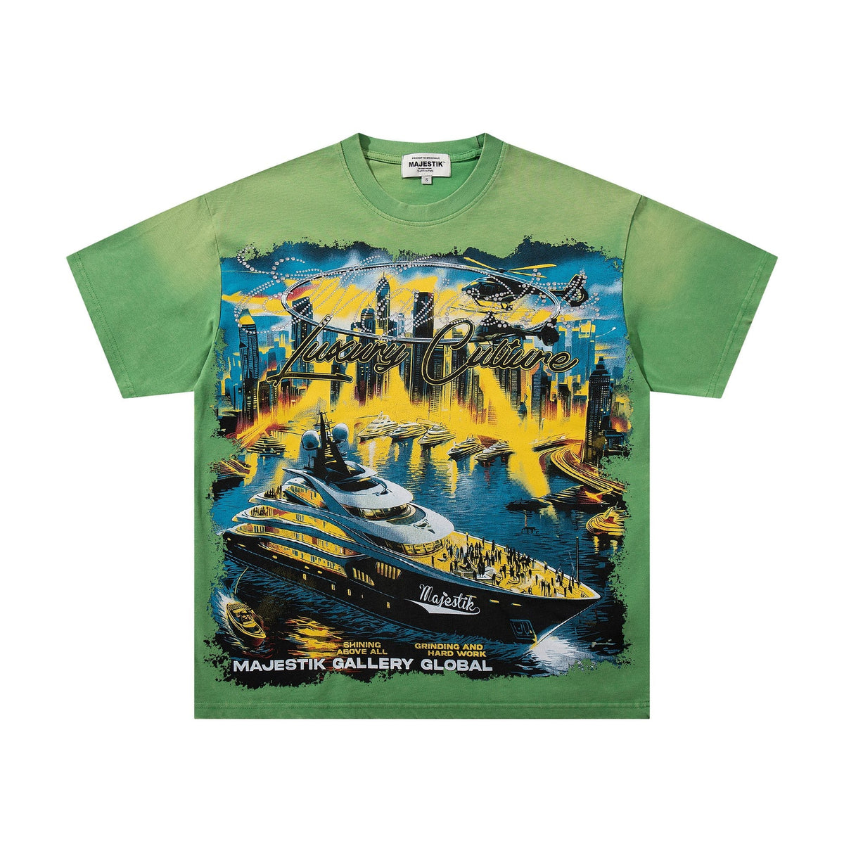 MAJESTIK Green Distressed Tour Graphic T-Shirt ¡ª hero